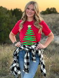 Puff Christmas Tree Graphic Tee - Red Crew