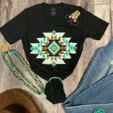 Aztec Kearstin Graphic Tee - V-Neck Black