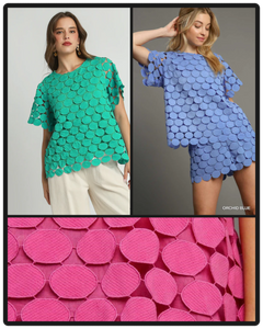 Cut-Out Polka Dot Short Sleeve Top