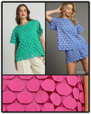 Cut-Out Polka Dot Short Sleeve Top