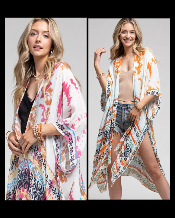 Mandella Tie-Dye Side Split Kimono