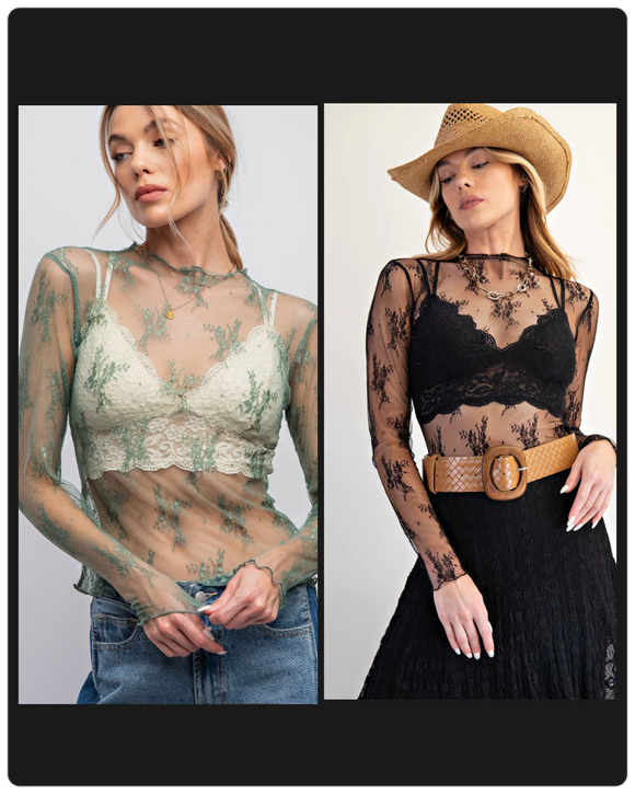 All Over Sheer Lace Top