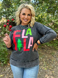 Fa La La Graphic Tee - Charcoal