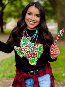 Texas Merry Christmas Y'all Long Sleeve Tee