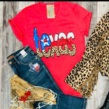 Flag and Leopard Texas Graphic tee - Heather Red