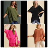 Cuffed 1/2 Sleeve Sheer Layered Tunic