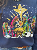 Nativity Glow Tee-Navy