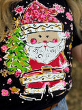 Callie Ann Jolly Santa Graphic Tee - Black