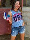 Party in the  USA Graphic Tank - Blue Stars