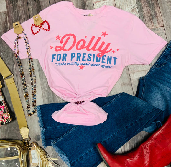 Dolly For President Graphic Tee - Pink