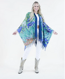 Camille Garden Muse Fringe Ruana – Blue Iris