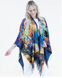 Isla Sunset Blvd Ruana- Wrap- Navy/Turquoise