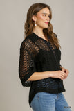 Starburst Crochet Lace Top with Wide Sleeves