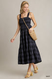 Solid Polka-Dot Smocked Maxi Dress