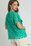Cut-Out Polka Dot Short Sleeve Top