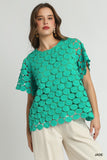 Cut-Out Polka Dot Short Sleeve Top