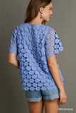 Cut-Out Polka Dot Short Sleeve Top