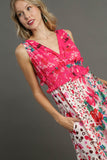 Mixed Floral & Leopard Print Back Tie Maxi Dress
