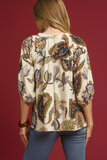 Clara Boho Split Neck Charm Top