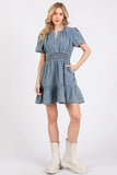 Sadie Soft-Wash Tiered Ruffle Dress - Lt Denim