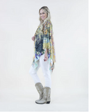 Camille Garden Muse Fringe Ruana – Blue Iris