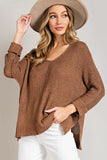 Wide Neck Front Seam Knit Sweater