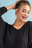 Wide Neck Front Seam Knit Sweater