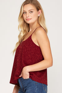 Jacquard Satin Spaghetti Strap Cami Top