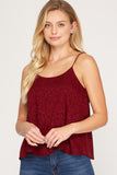 Jacquard Satin Spaghetti Strap Cami Top