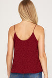 Jacquard Satin Spaghetti Strap Cami Top