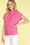 Drop Shoulder Mock Neck Sleeveless Sweater Top