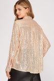 Sheer Sequin Button Down Blouse