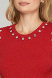 Rhinestone Lined Cropped Sweater