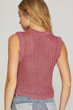 Openwork Lurex Sleeveless Sweater Top