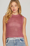 Openwork Lurex Sleeveless Sweater Top