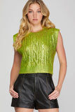 Metallic Foil Mock Neck Cropped Sweater Top