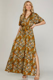 Surplice Floral Print Maxi Dress