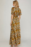 Surplice Floral Print Maxi Dress