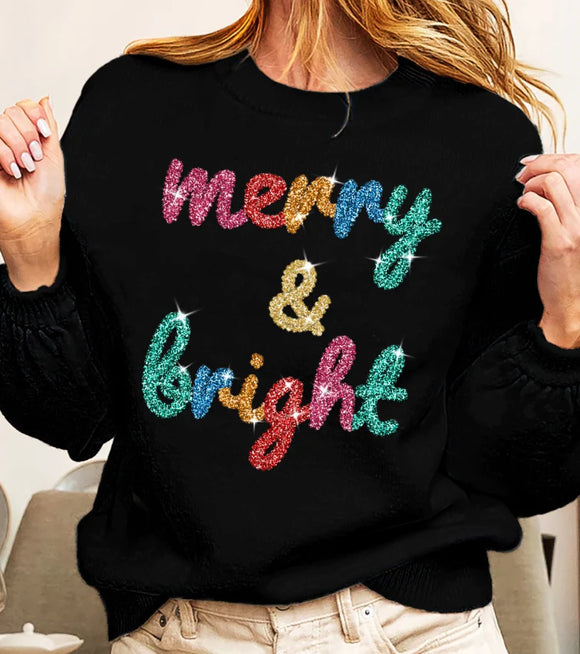 Merry & Bright Tinsel Sweater Top - Black