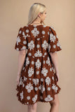 Eloise Scallop-Hem Puff Sleeve Dress