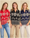 Boho Spirit Metallic Embroidered Blouse