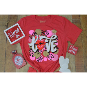 Love Lips Graphic Tee - Heather red