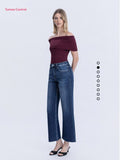 Tummy Control Wide Leg Crop Jeans- Dark Wash