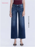 Tummy Control Wide Leg Crop Jeans- Dark Wash