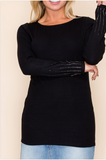 Rhinestone Cuff Fitted Top - Black