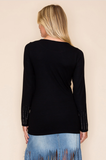 Rhinestone Cuff Fitted Top - Black