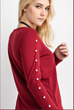 Scarlett Pearl Sleeve Top- Cranberry