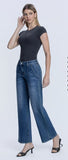 Wanderlust High Rise Pintuck Wide Leg Jeans - Dark Wash