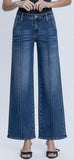 Wanderlust High Rise Pintuck Wide Leg Jeans - Dark Wash
