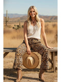 Wide Leg Flowy Woven Pants - Leopard